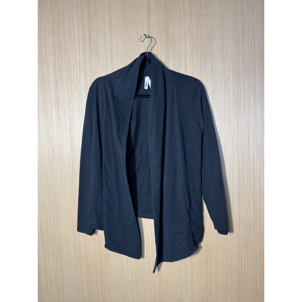 Pact Womens XS Black Organic Cotton Stretch Open Front Shawl Cardigan Jacket